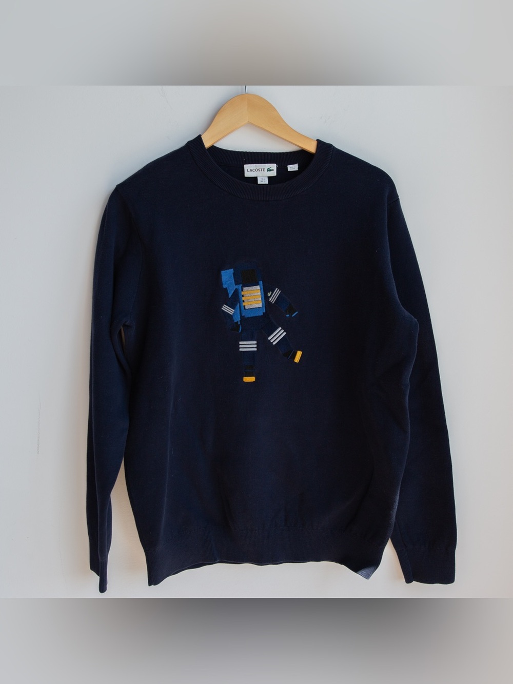 Lacoste Navy Astronaut Embroidered Crewneck Sweater M